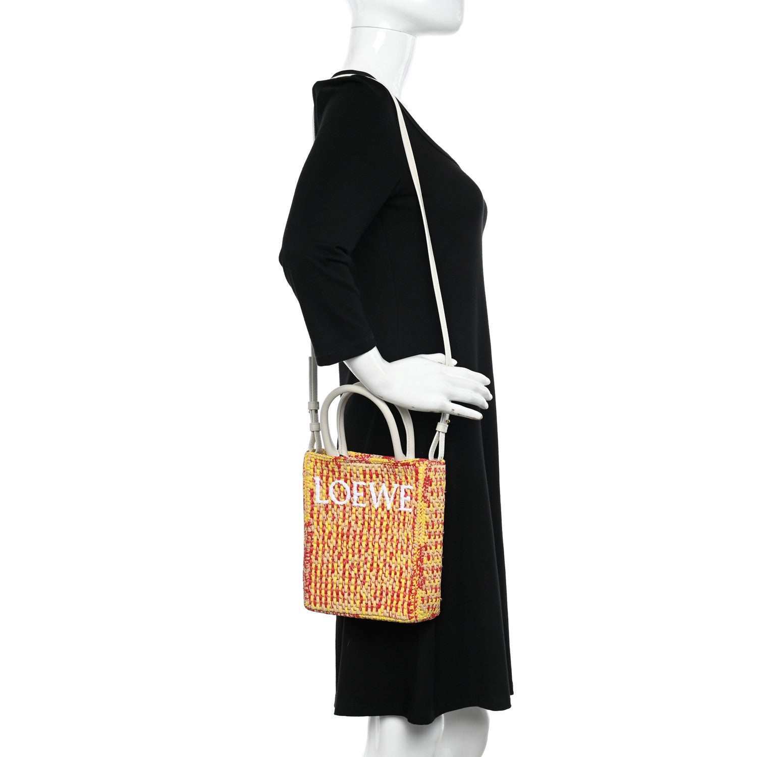 Loewe Raffia Calfskin Standard A5 Tote Bag White Multicolor 2 of 9