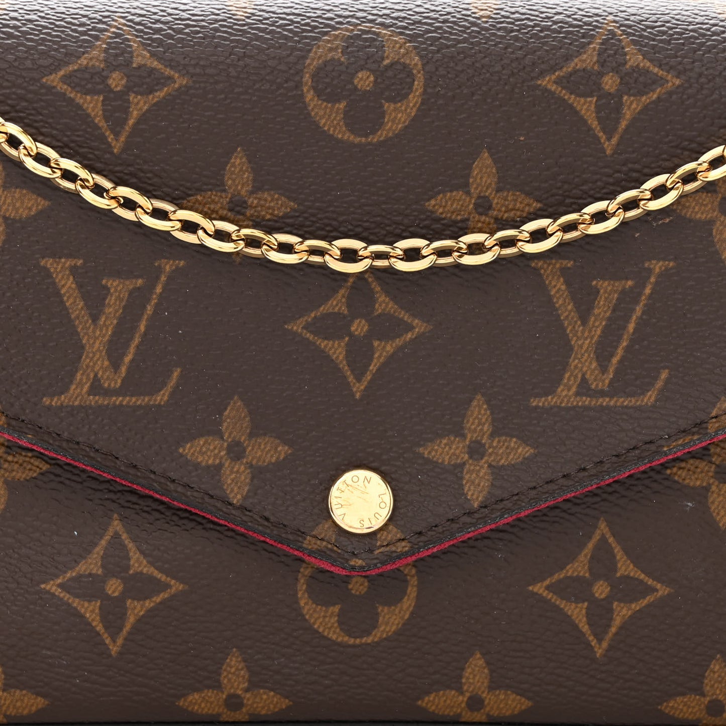 Monogram Pochette Felicie Chain Wallet Fuchsia