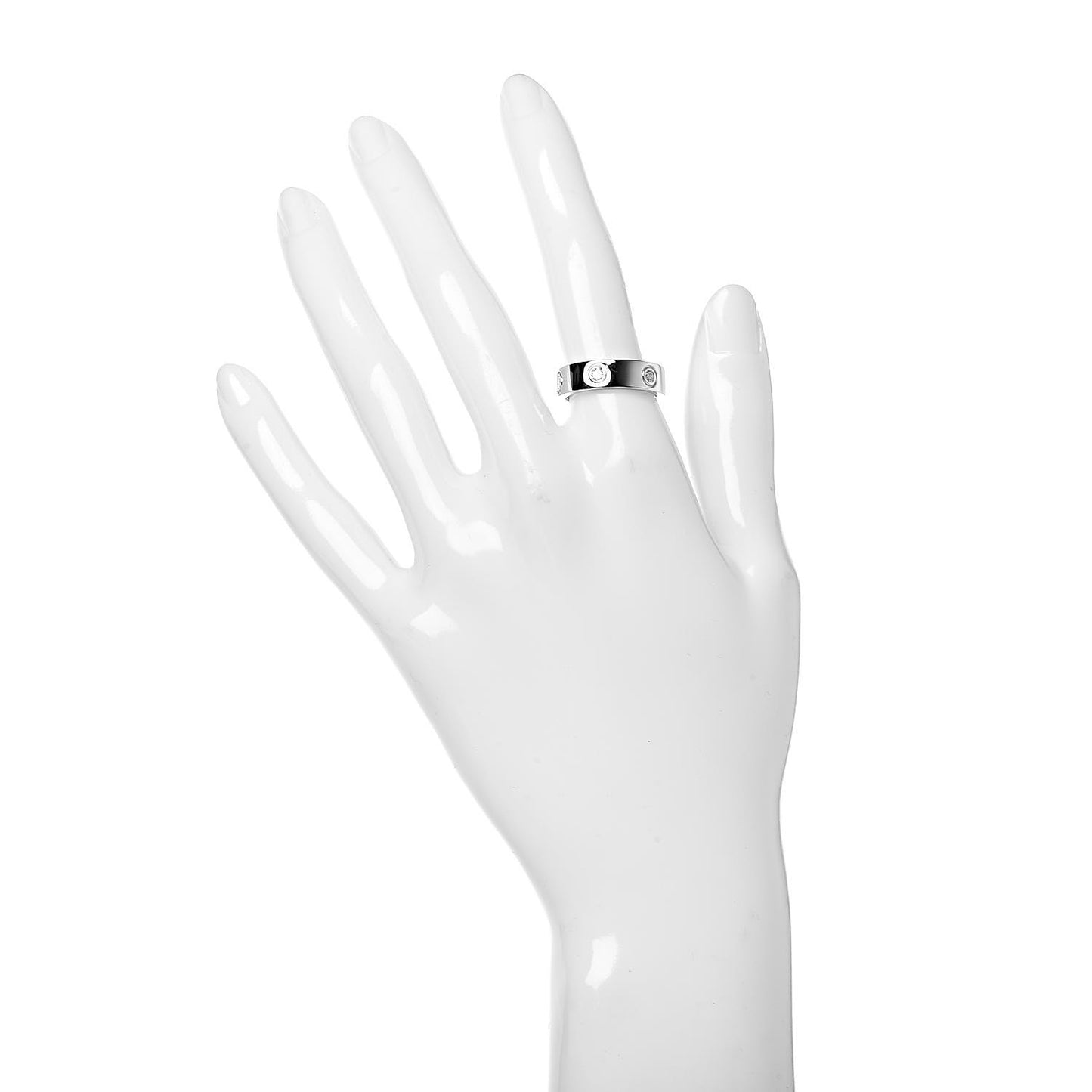 18K White Gold 6 Diamond 5.5mm LOVE Ring 52 6