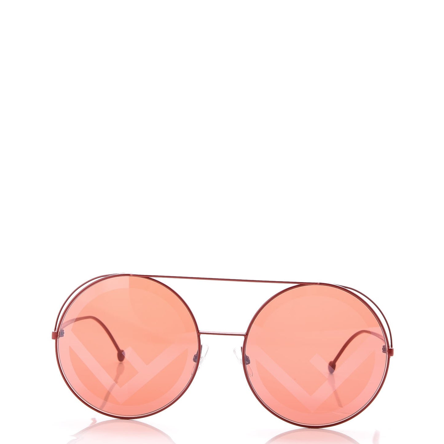 Metal F is Fendi Printed Run Away Round Frame Sunglasses FF 0285/S Red