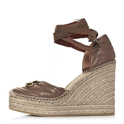 Gucci Nappa Matelasse GG Marmont Ankle Wrap Platform 35/120mm Espadrille Wedges 40 Porcelain Rose 1 of 8