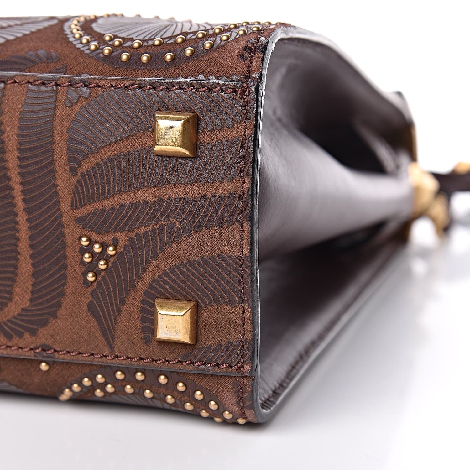 Valentino Garavani Calfskin Embossed Studded Medium My Rockstud Frame Bag Cacao 10 of 12