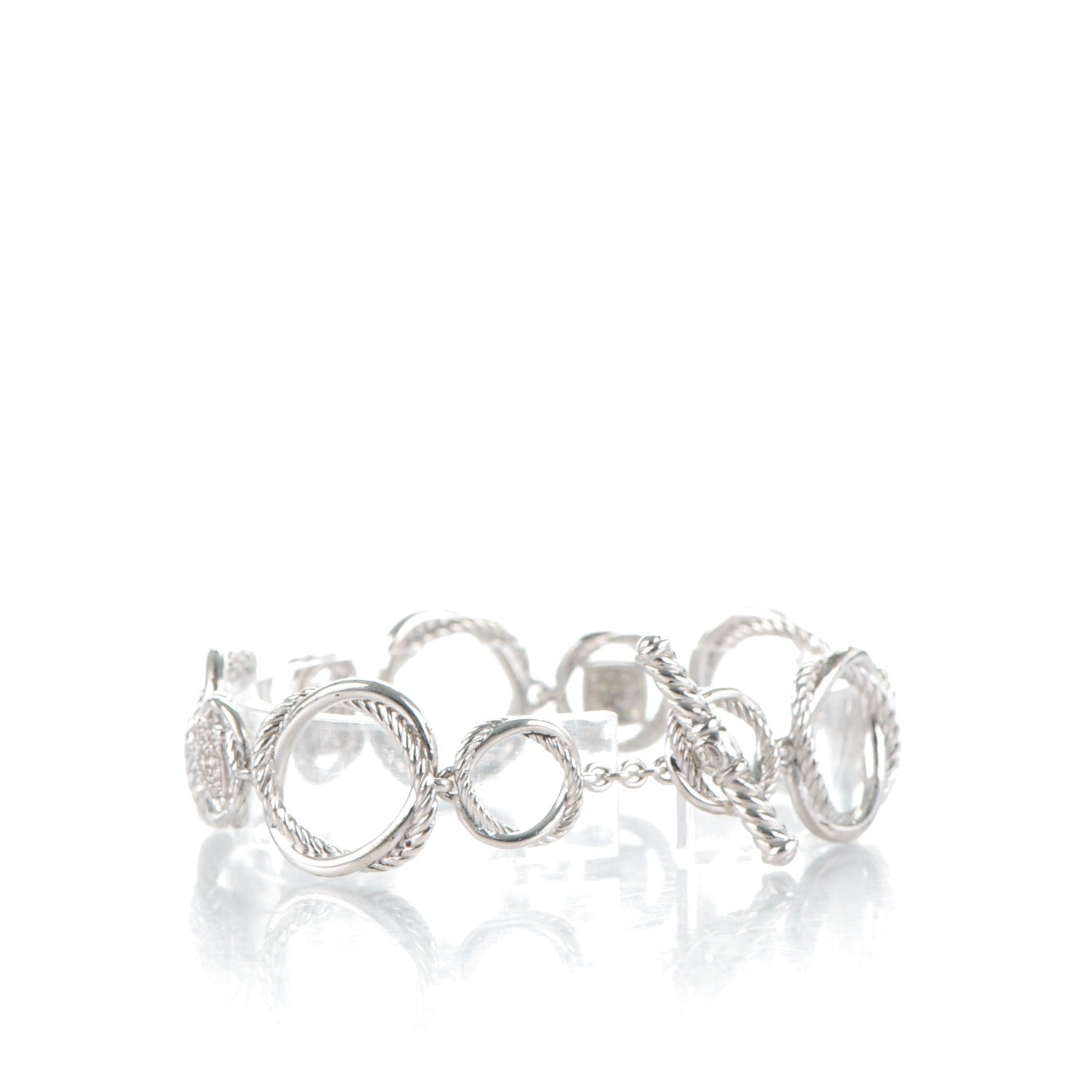 David Yurman Sterling Silver Diamond Infinity Link Bracelet 3 of 4