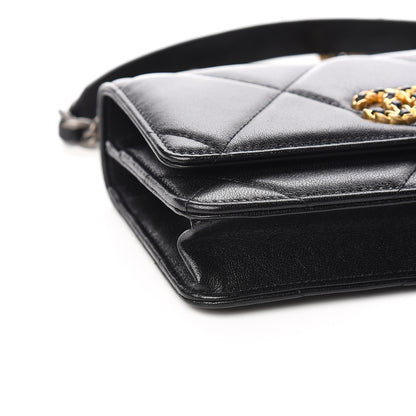 Chanel Goatskin Quilted 19 Wallet On Chain WOC Black 9 of 12