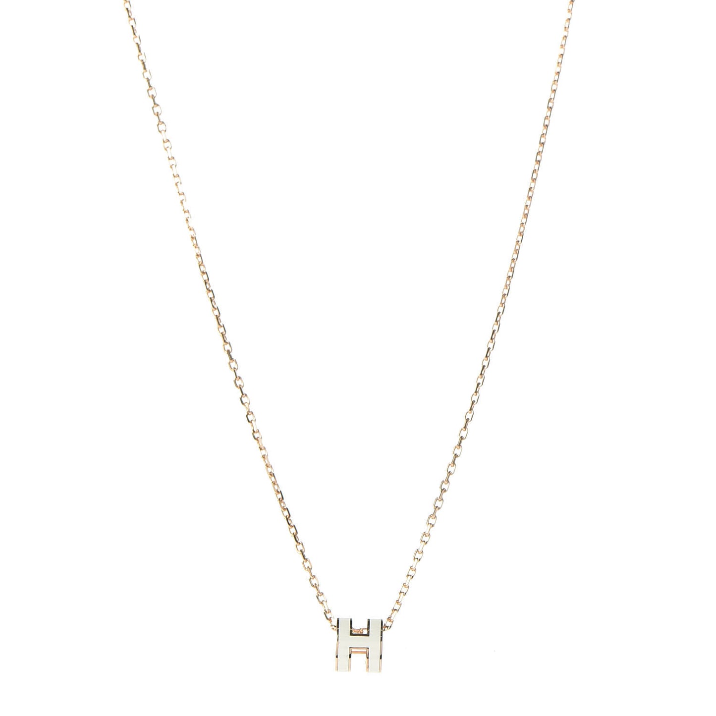 Lacquered Rose Gold Mini Pop H Pendant Necklace White