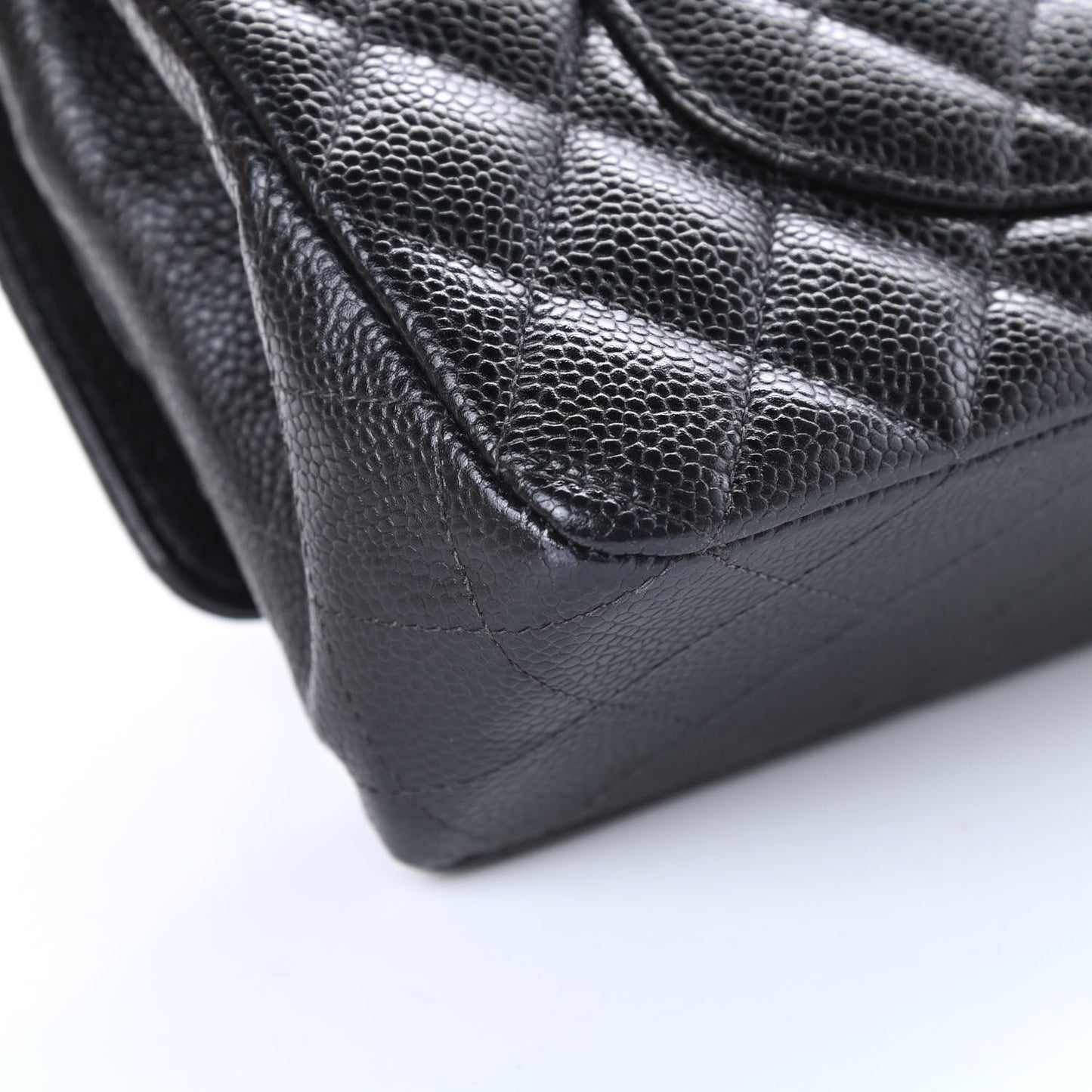 Caviar Quilted Medium Double Flap Black