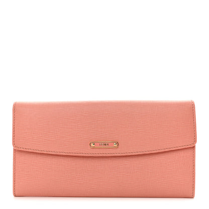 Fendi Vitello Elite Bi-Color Simply Continental Wallet Pesca White Plaster 1 of 11
