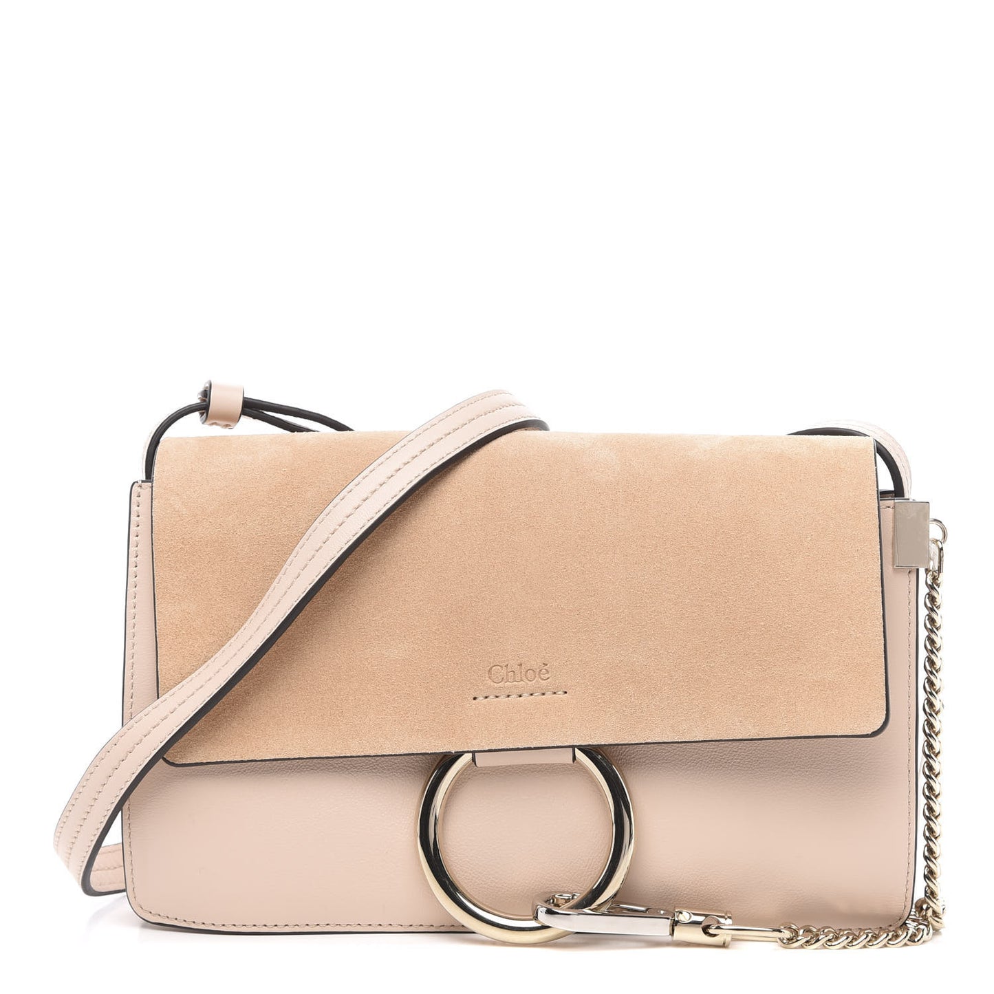 Suede Calfskin Small Faye Shoulder Bag Cement Pink