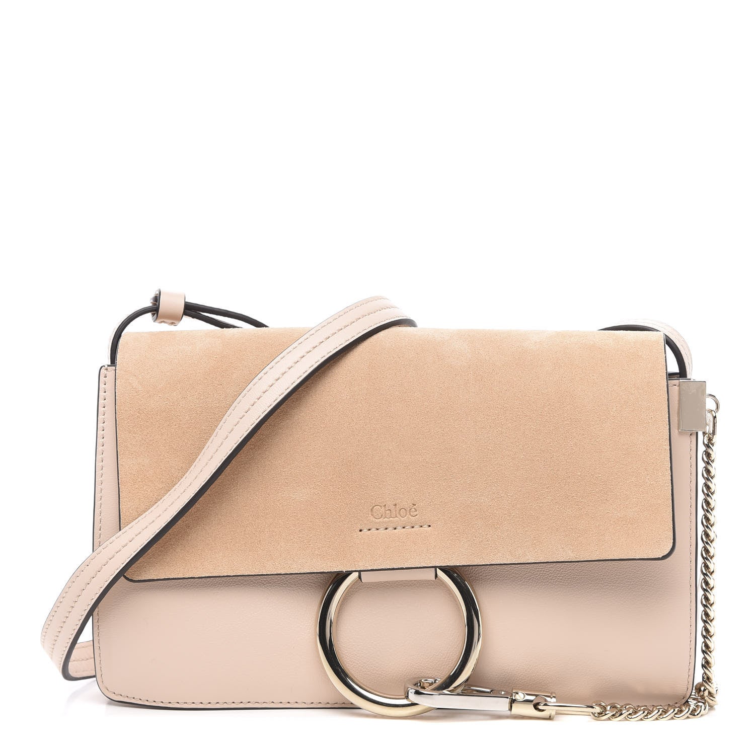 Chloe Suede Calfskin Small Faye Shoulder Bag Cement Pink 1 of 9