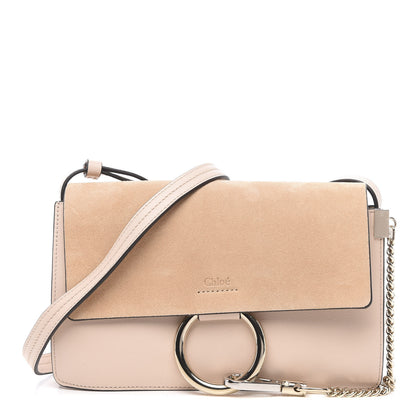 Chloe Suede Calfskin Small Faye Shoulder Bag Cement Pink 1 of 9