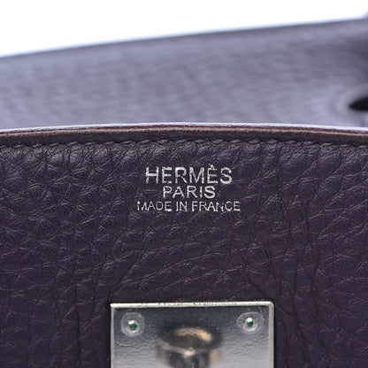 Hermes Taurillon Clemence Birkin 30 Raisin 6 of 39