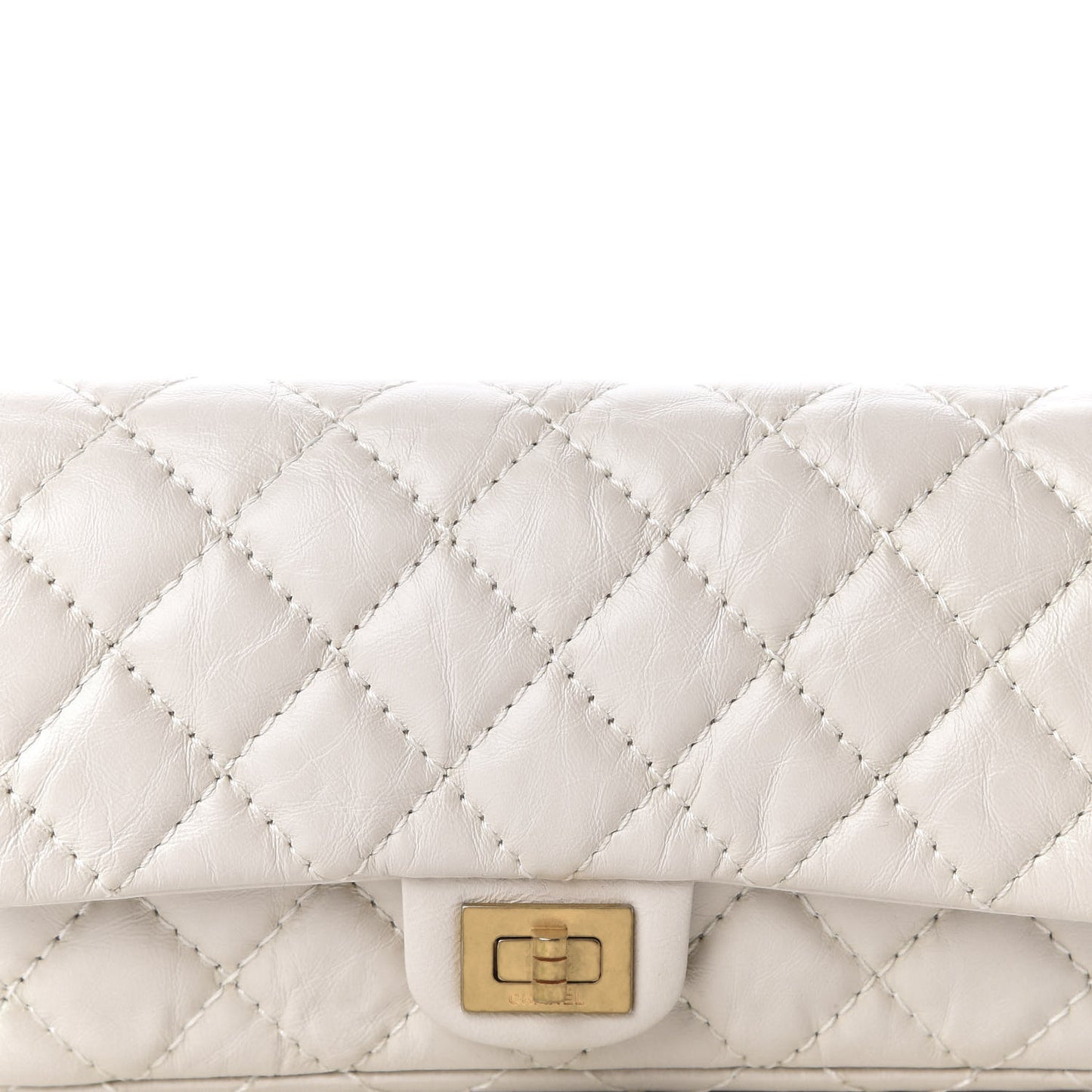 Aged Calfskin Quilted 2.55 Reissue Flap Belt Bag White