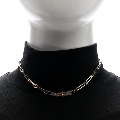 Hermes 18K Rose Gold Diamond Pave Kelly Chaine Choker Necklace 2 of 6