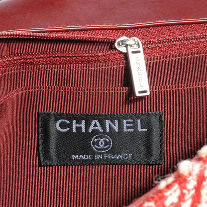 Chanel Chevron Tweed Medium Flap Red White 6 of 8