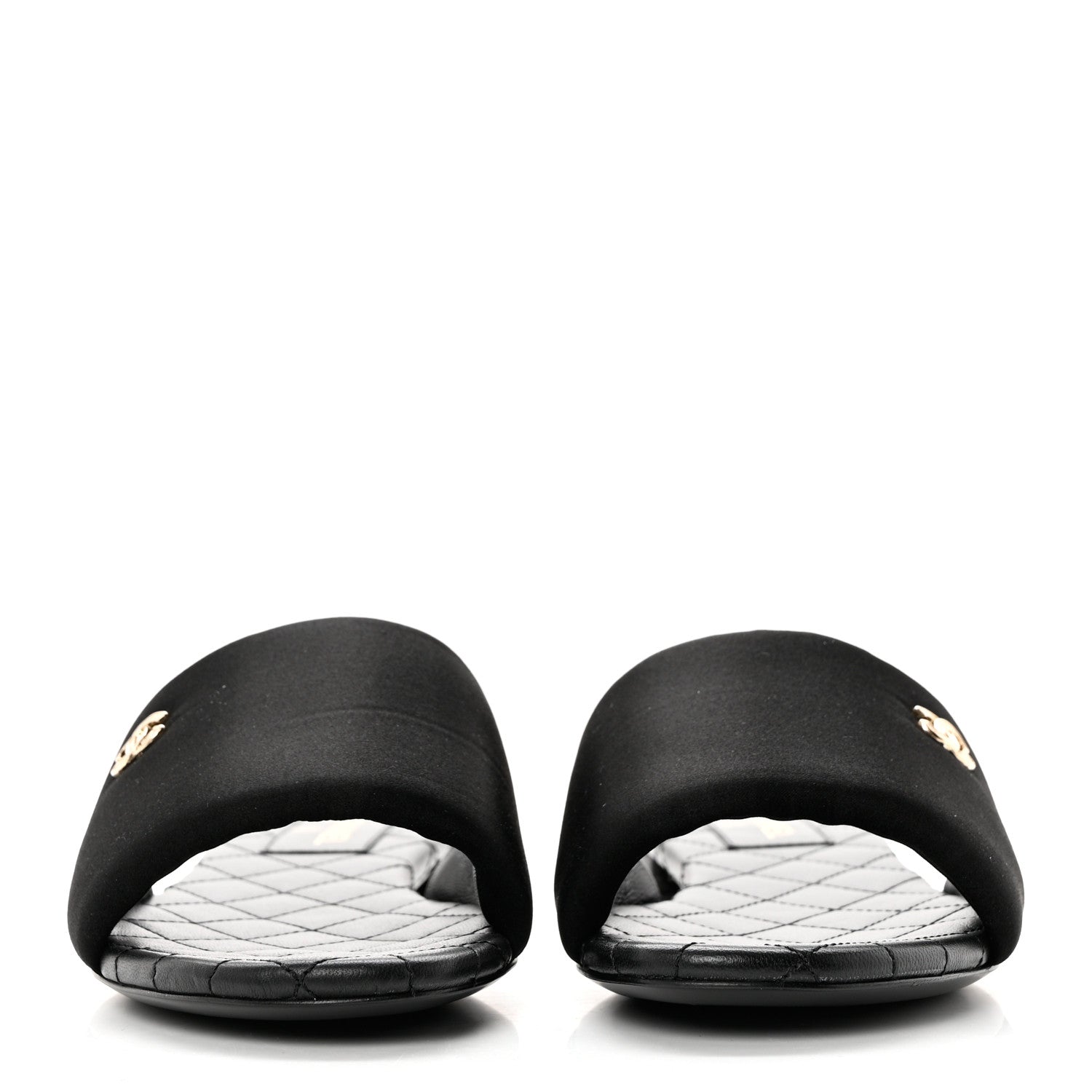 Chanel Satin Mule Sandals 38.5 Black 2 of 9