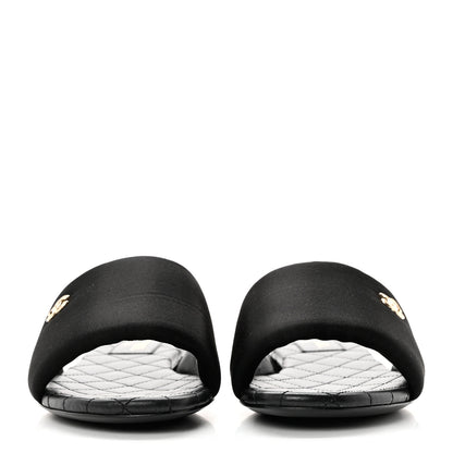 Chanel Satin Mule Sandals 38.5 Black 2 of 9