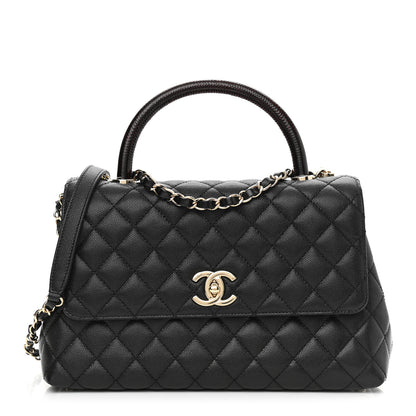 Chanel Caviar Lizard Embossed Quilted Small Coco Handle Flap Black 1 of 11