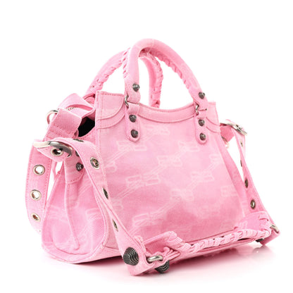 Balenciaga Denim BB Monogram Neo Cagole Handbag XS Pink 4 of 12