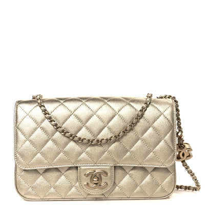 Chanel Metallic Caviar Quilted Medium CC Slide Flap Light Gold 1 of 11