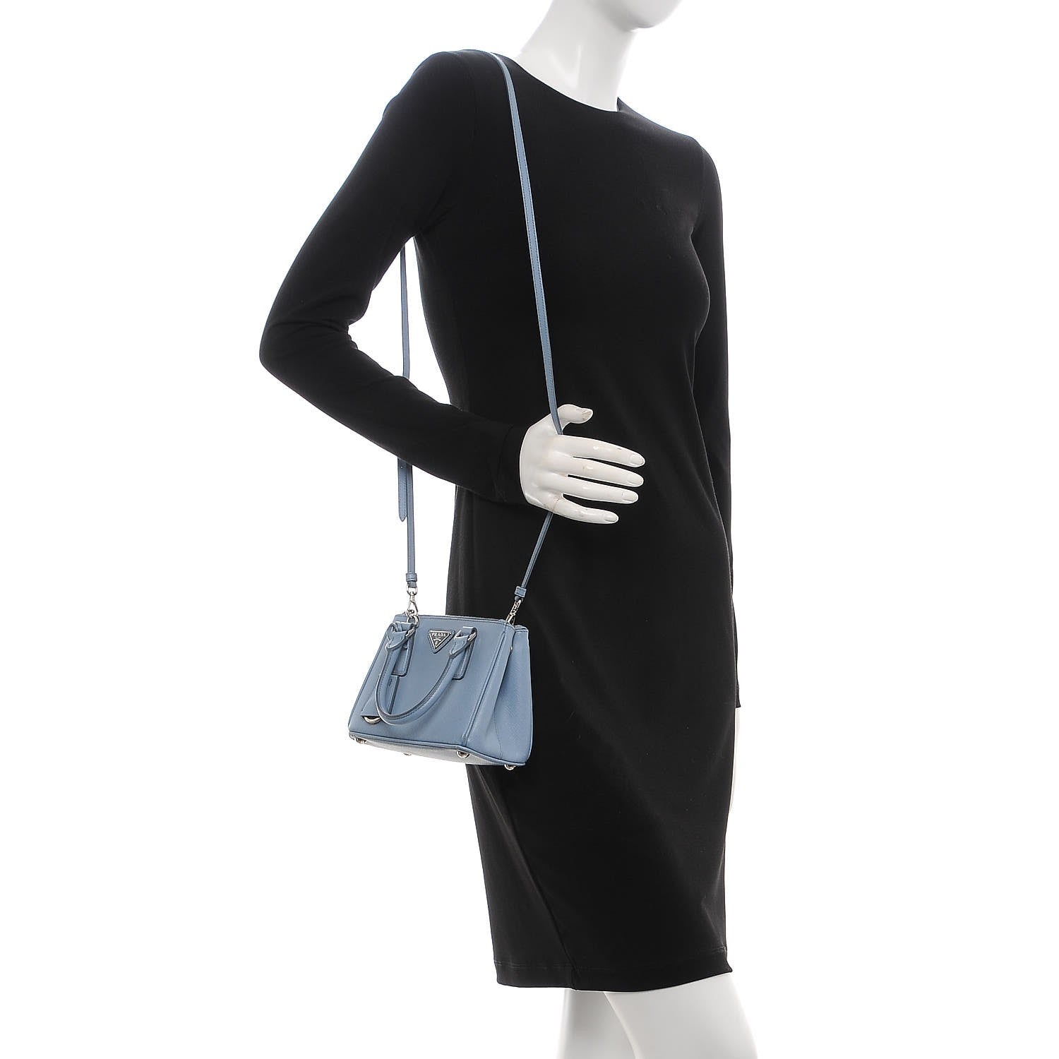 Prada Saffiano Mini Galleria Double Zip Tote Astrale 2 of 8