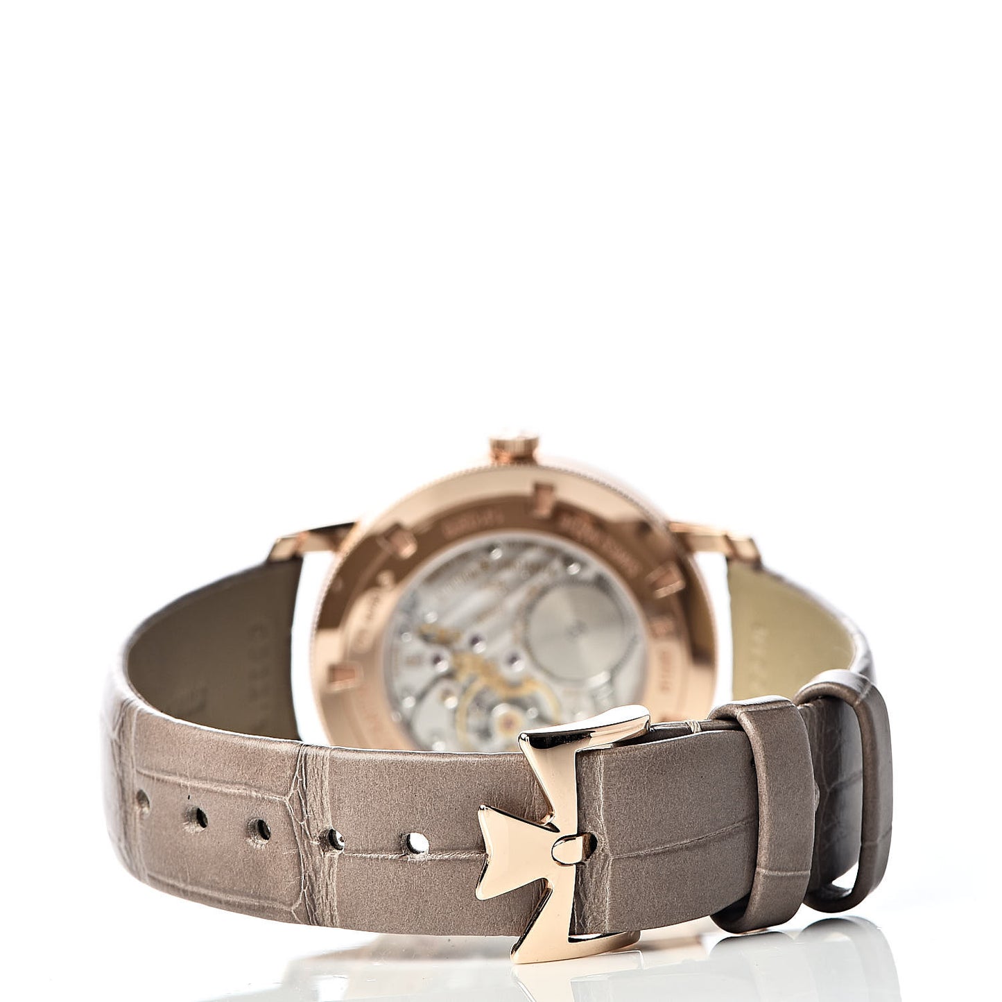 18K Pink Gold Alligator Diamond Bezel 33mm Patrimony Traditionnelle Manual Winding Watch 81590
