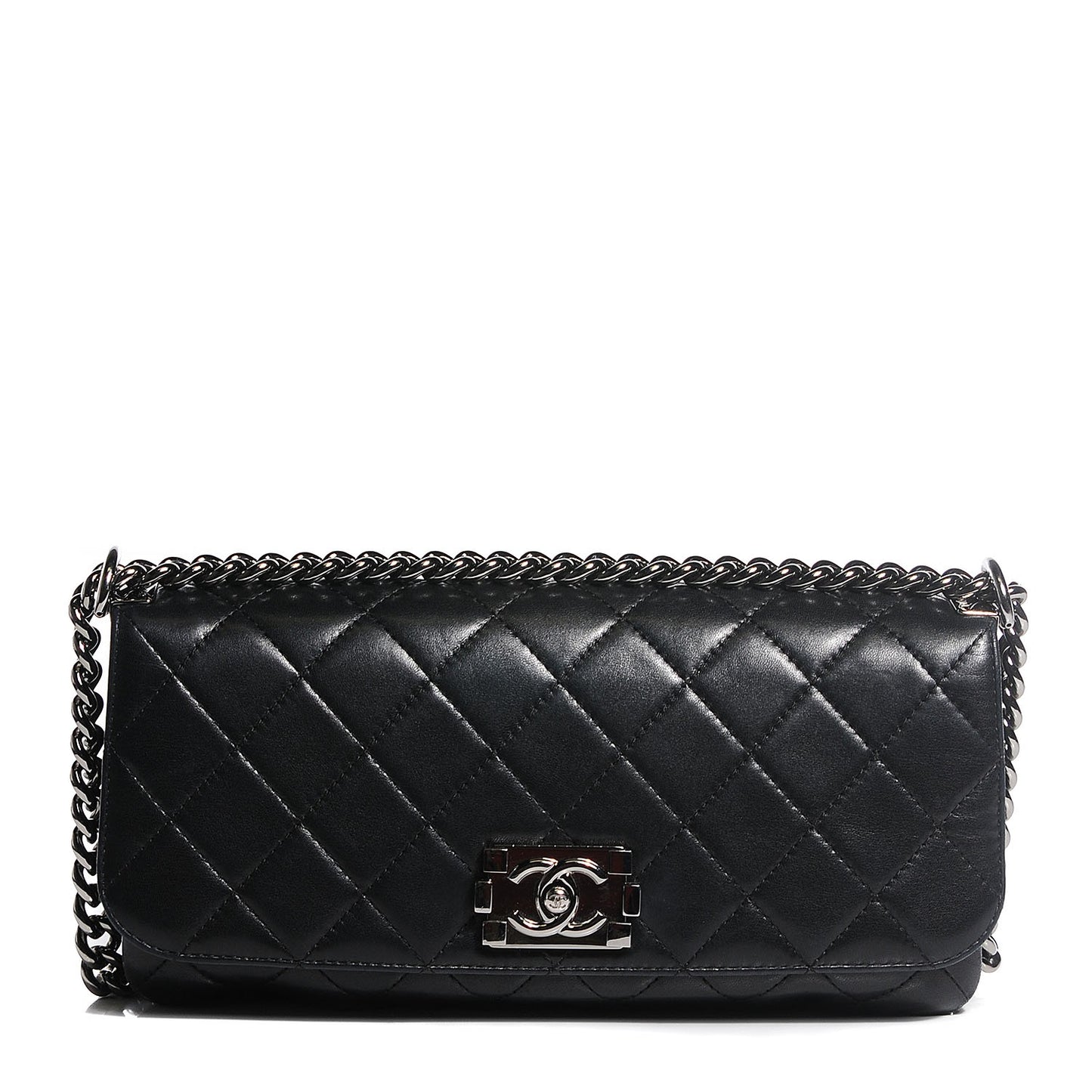 Lambskin Quilted Soft Boy Flap Black