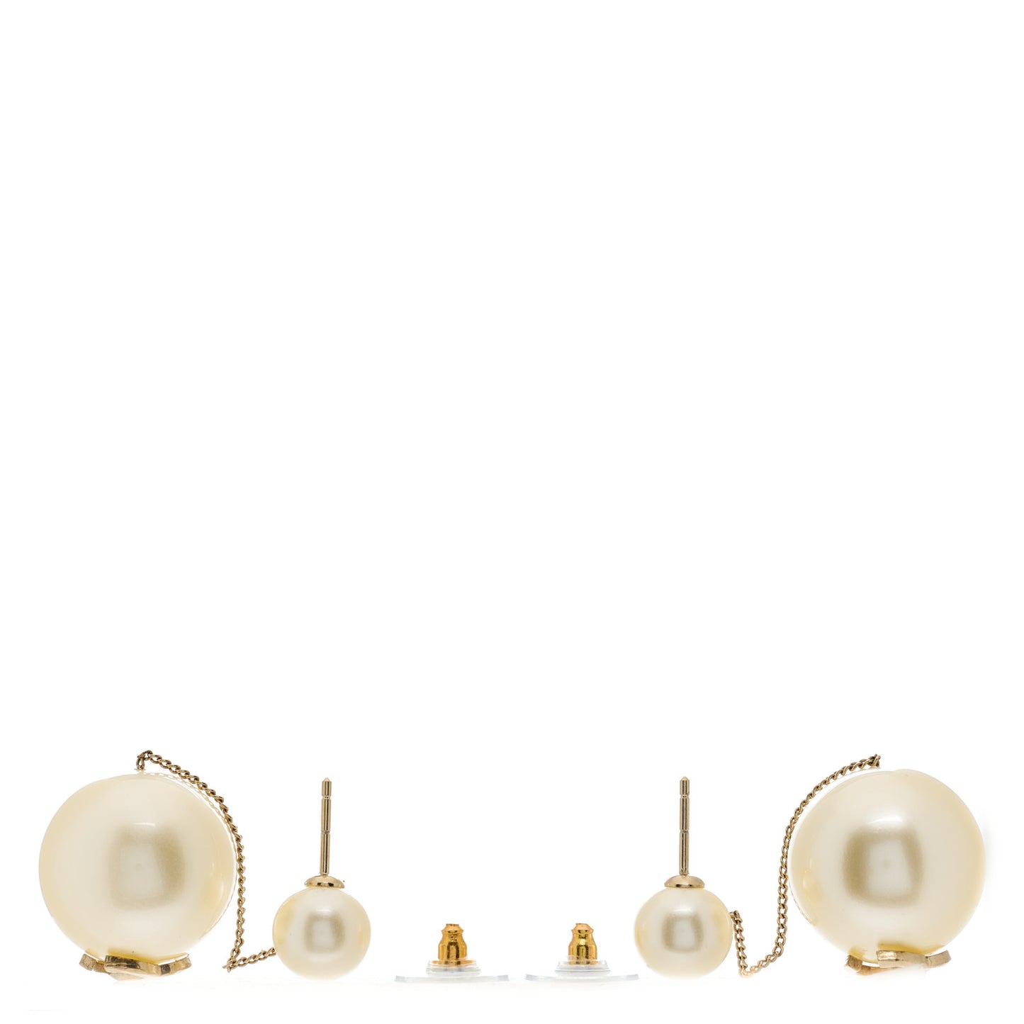 Pearl CC Chain Drop Earrings Gold