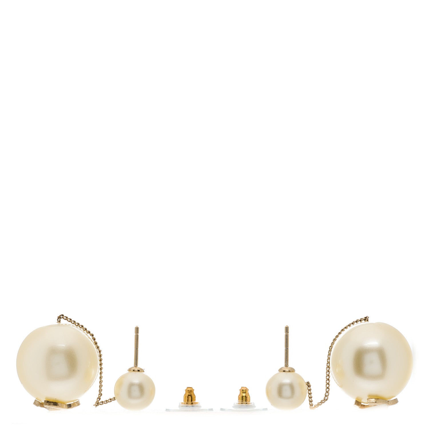 Chanel Pearl CC Chain Drop Earrings Gold 2 of 3