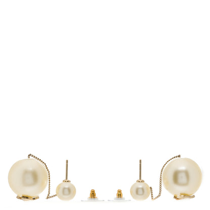 Chanel Pearl CC Chain Drop Earrings Gold 2 of 3