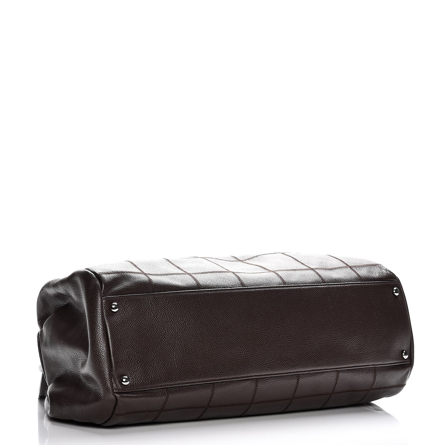 Caviar Square Stitched Large Satchel Dark Brown