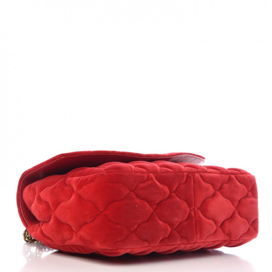 Velvet Mattress Quilted Medium BB Round Shoulder Bag Red