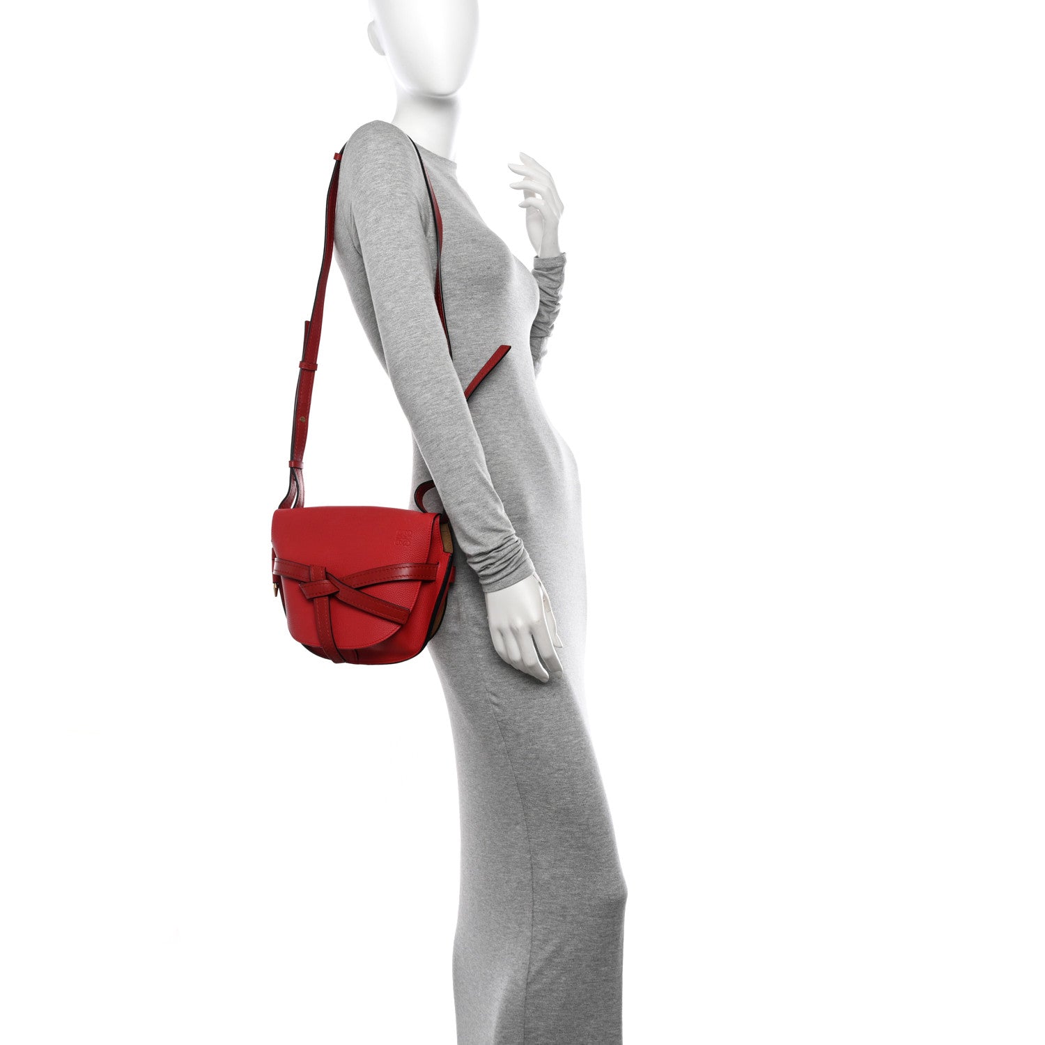 Loewe Grained Calfskin Small Gate Crossbody Bag Scarlet Burnt Red 2 of 9