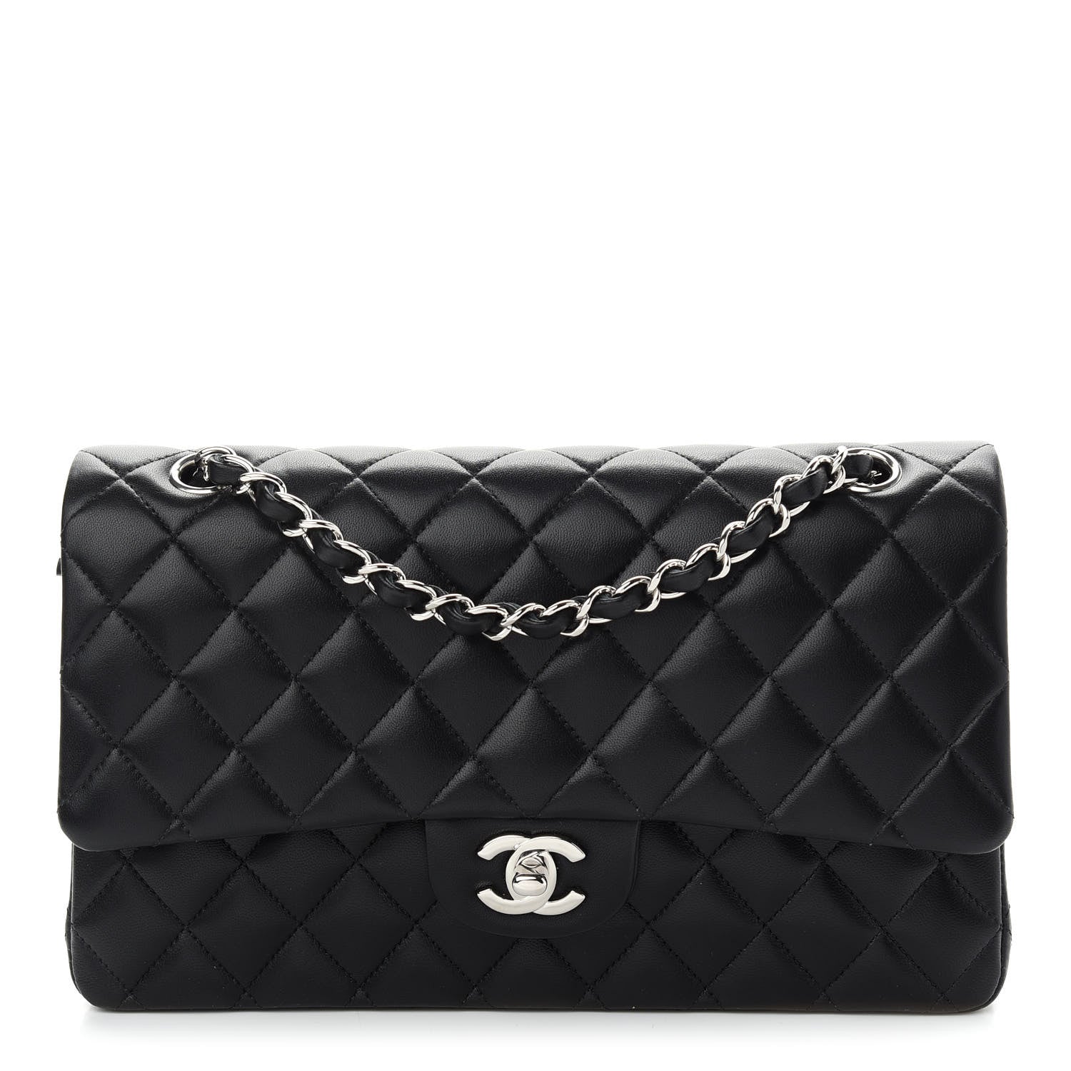 Chanel Lambskin Quilted Medium Double Flap Black 2 of 9