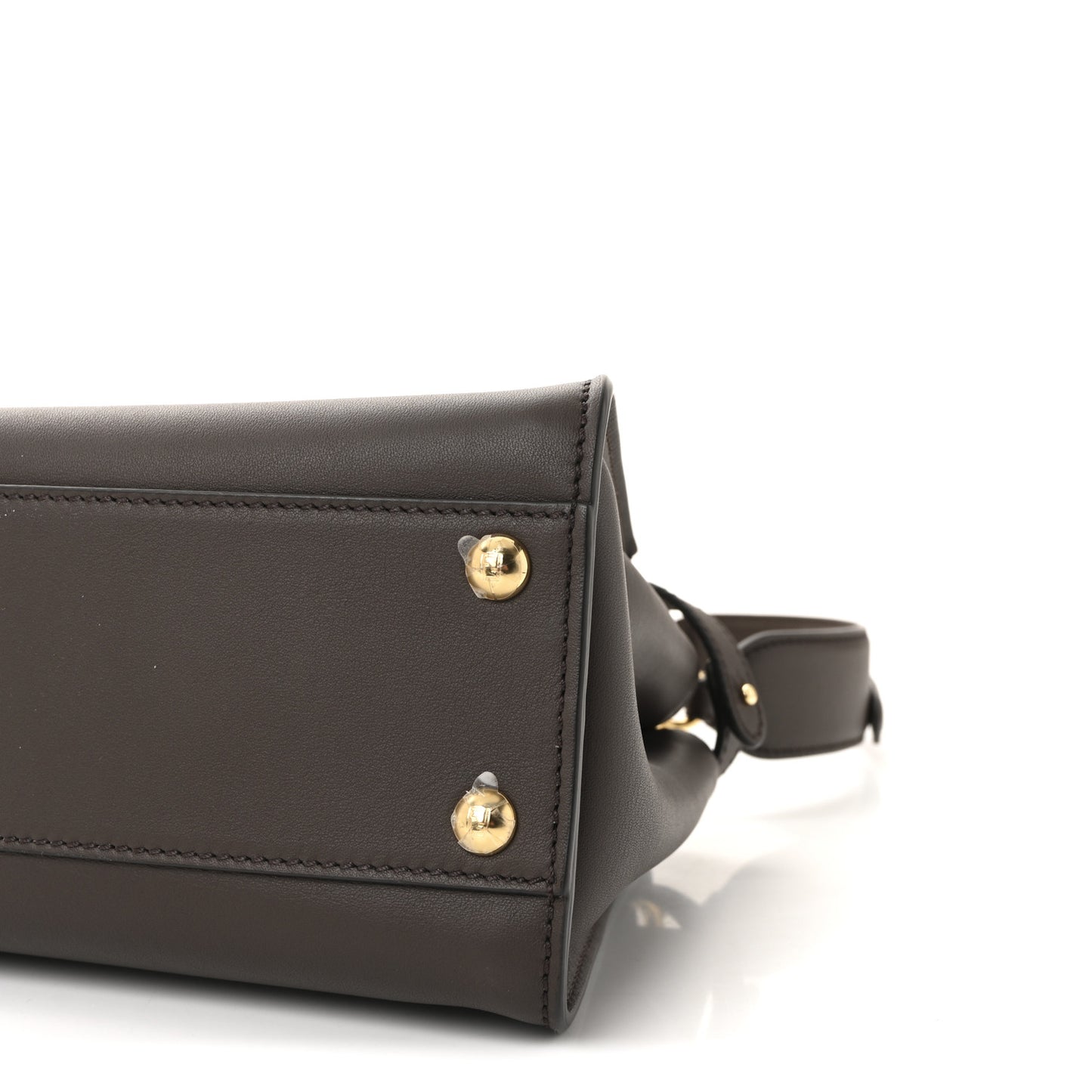 Vitello Seta Suede FF Mini Peekaboo Iconic Satchel Chocolate Sigaro Marrone