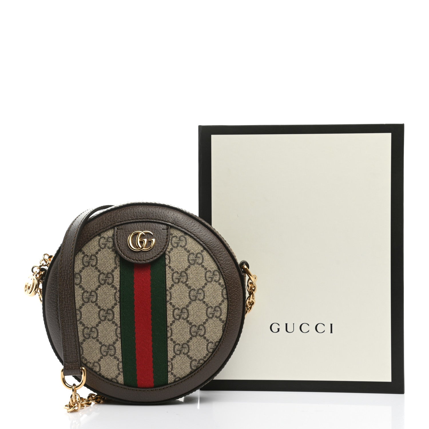 Gucci GG Supreme Monogram Web Mini Ophidia Round Shoulder Bag Brown 12 of 12
