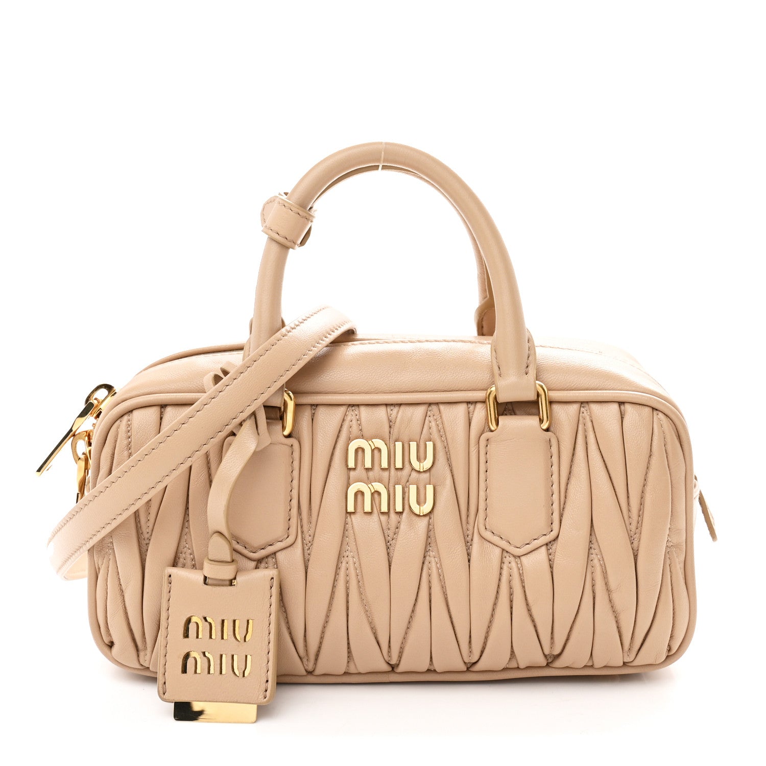 Miu Miu Nappa Matelasse Regular Arcadie Top Handle Bag Sabbia 1 of 9