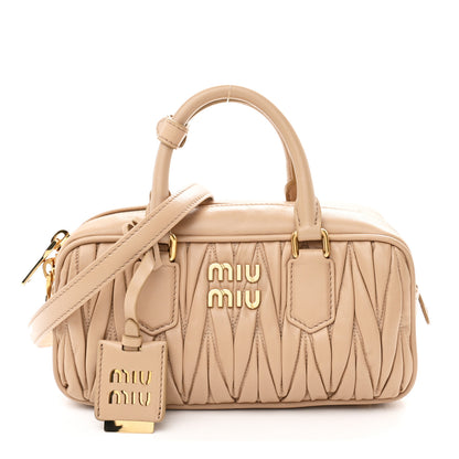 Miu Miu Nappa Matelasse Regular Arcadie Top Handle Bag Sabbia 1 of 9