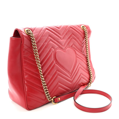 Gucci Calfskin Matelasse Large GG Marmont Shoulder Bag Hibiscus Red 3 of 10