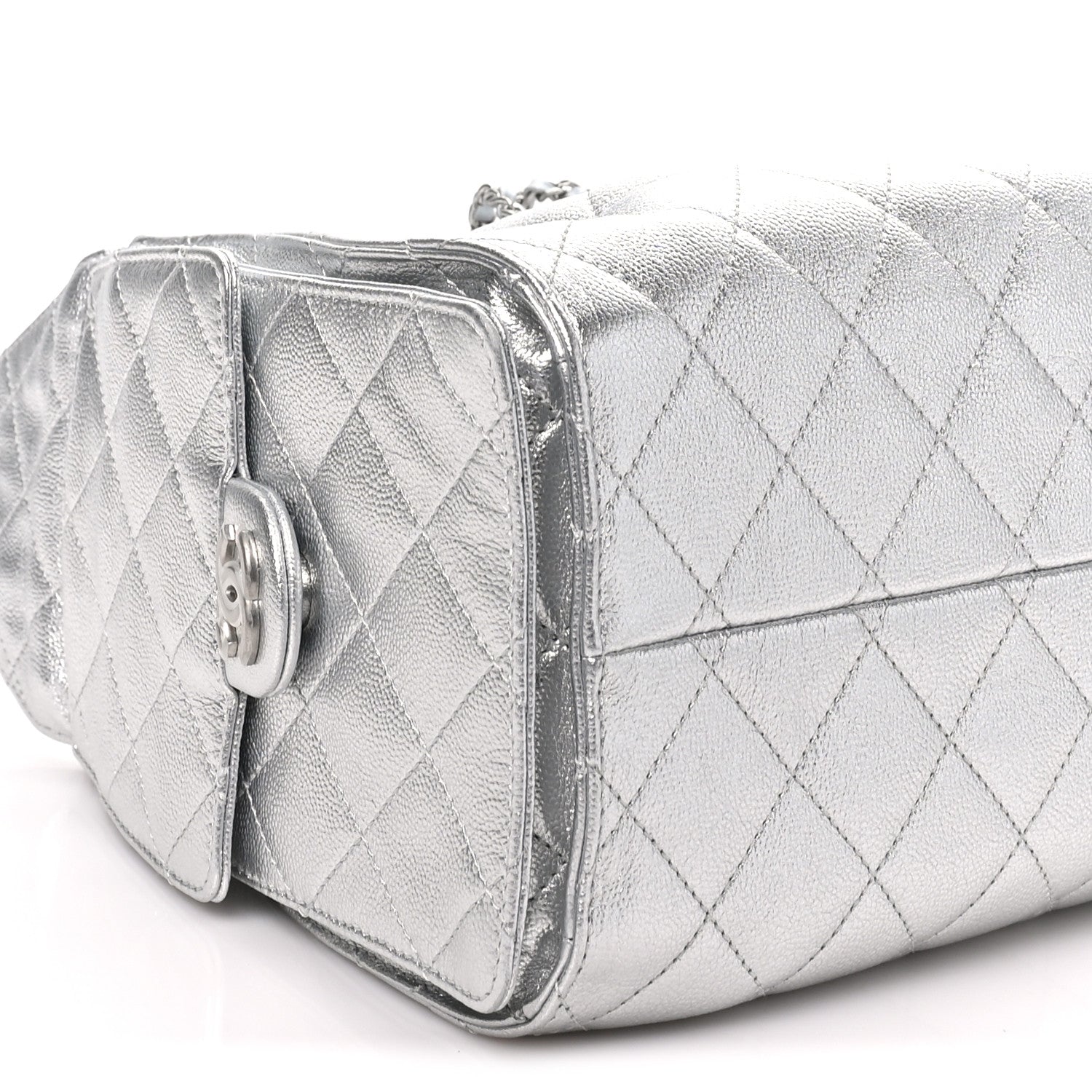 Chanel Metallic Caviar Quilted Small Chanel 25 Handbag Silver 9 of 10