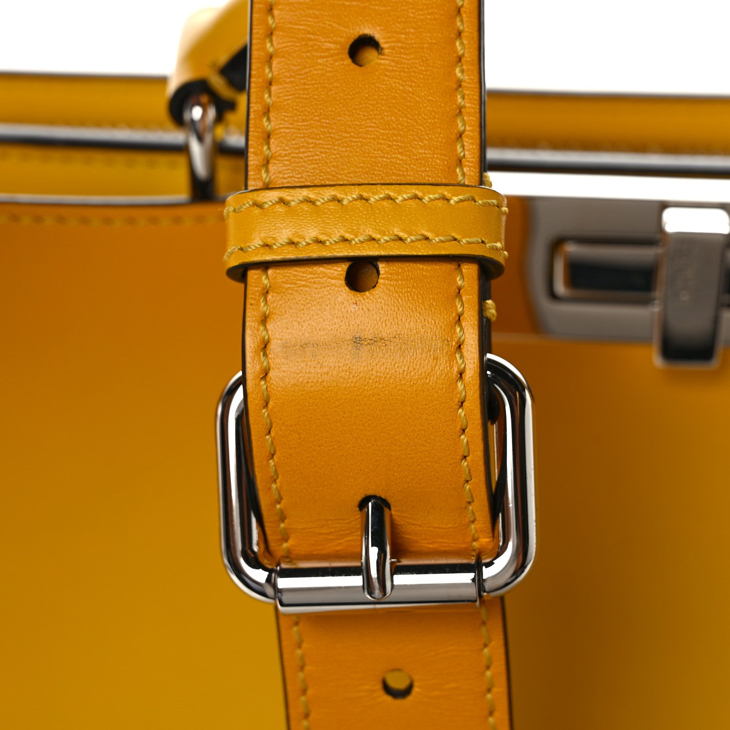 Fendi Vitello King Tamponato FF 1974 Medium Peekaboo I SEE U Satchel Mimosa 11 of 11