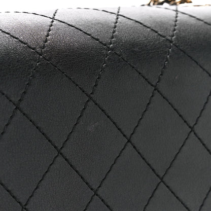 Chanel Calfskin Stitched Medium Covered CC Flap Bag Black 14 of 15