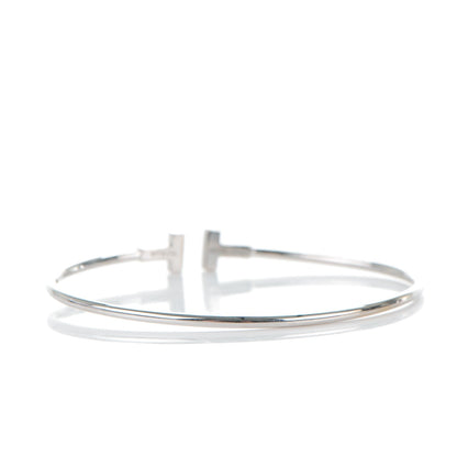 Tiffany 18K White Gold Narrow T Wire Bracelet 3 of 5