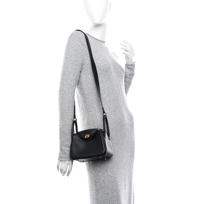 Hermes Taurillon Clemence Mini Lindy 20 Black 2 of 11