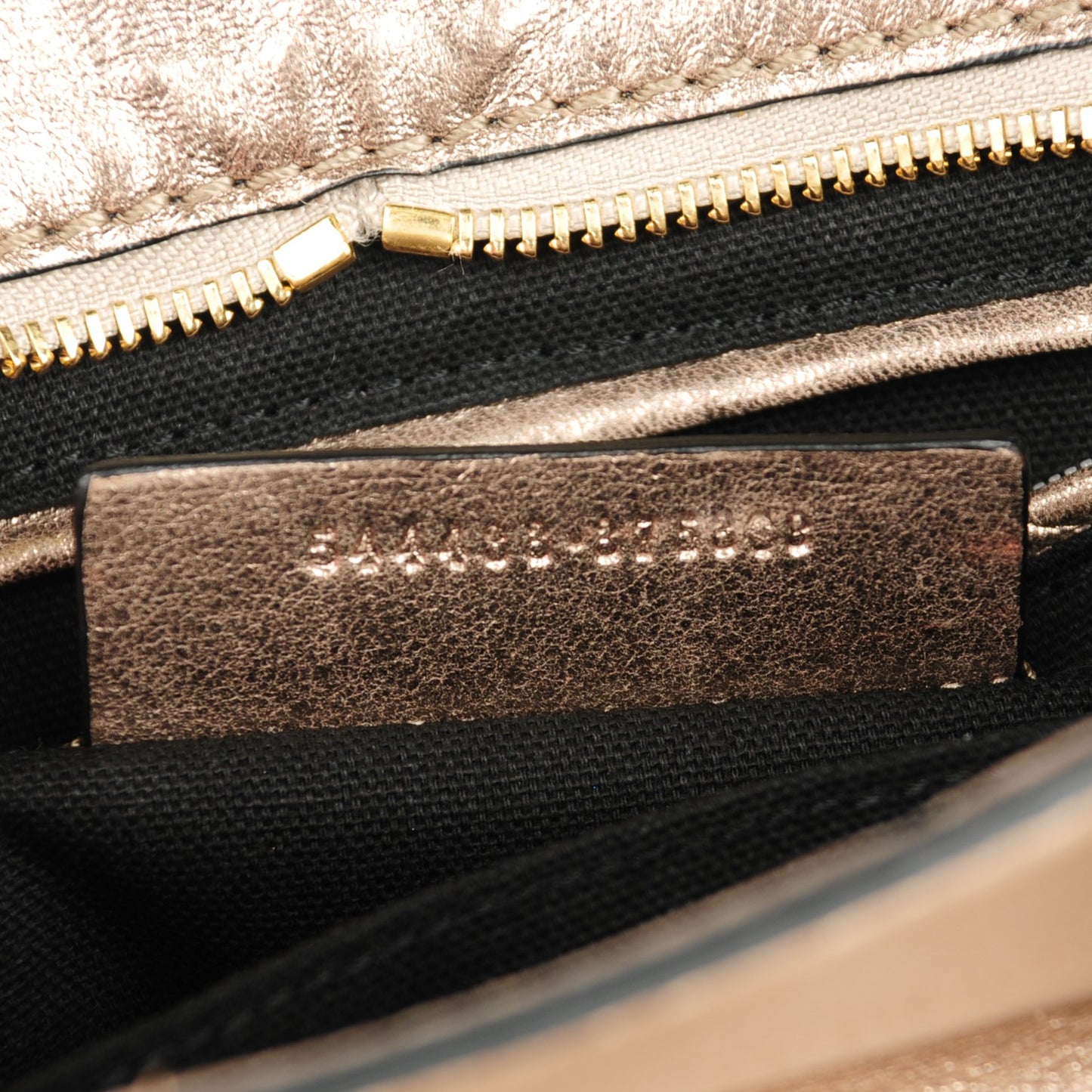 Metallic Calfskin Mini Padlock Tote Nude Gold