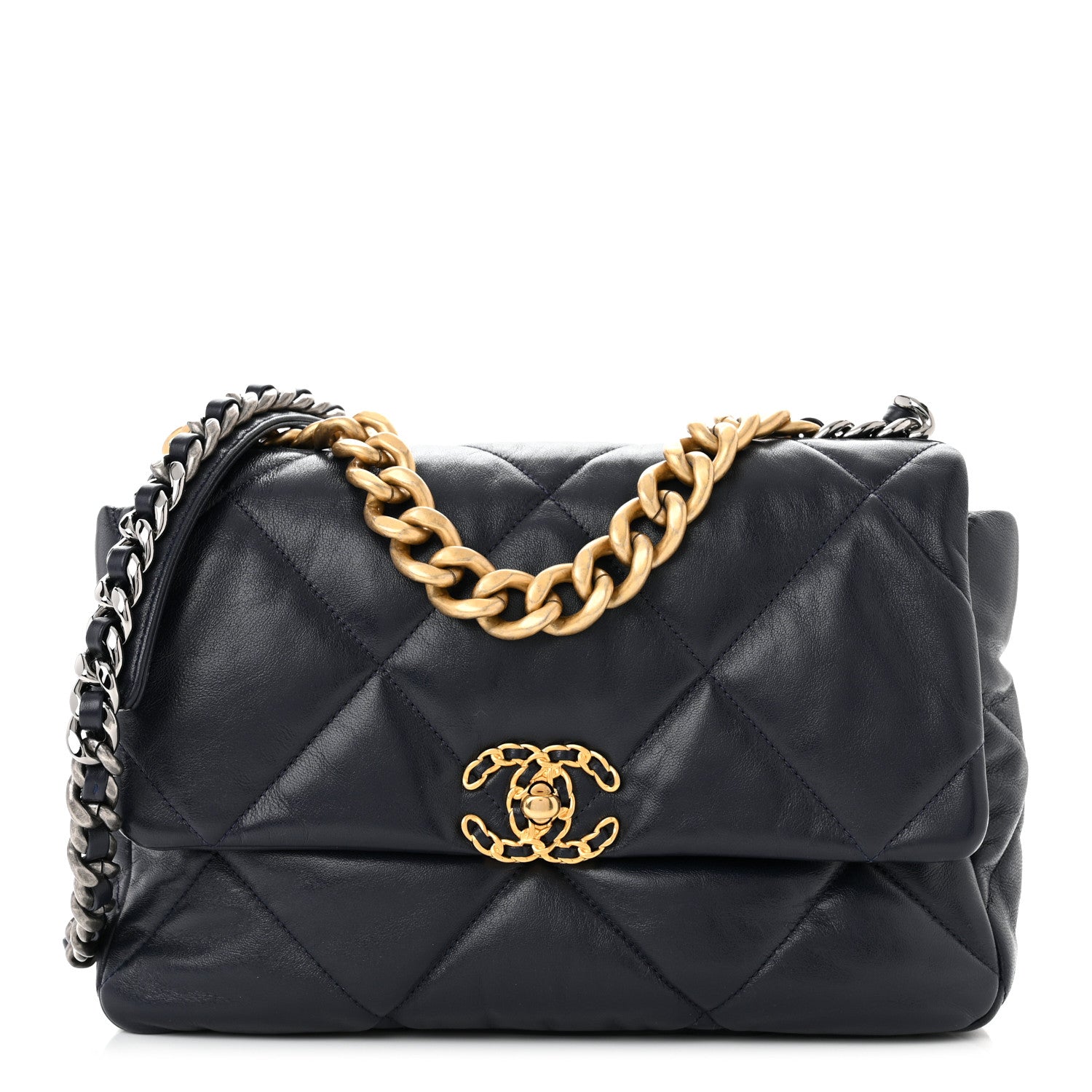 Chanel Lambskin Quilted Large Chanel 19 Flap Navy Blue 1 of 11