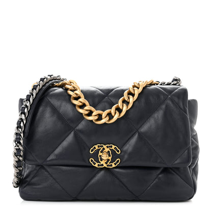Chanel Lambskin Quilted Large Chanel 19 Flap Navy Blue 1 of 11