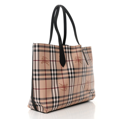 Burberry Grainy Calfskin Haymarket Check Medium Reversible Tote Black 5 of 21