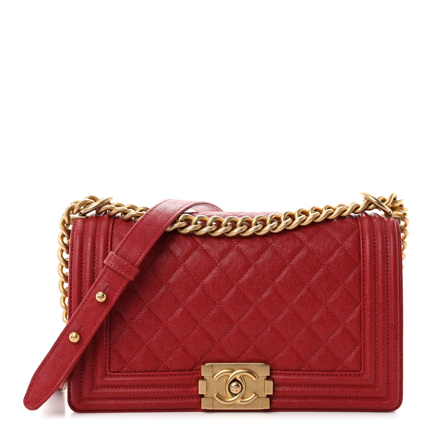 Caviar Quilted Medium Boy Flap Red