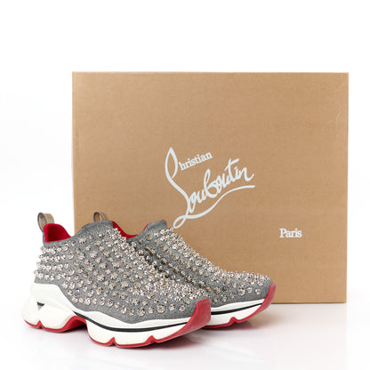 Christian Louboutin Neo Lame Spike Sock Donna Flat Sneakers 36 Snow Silver 9 of 9