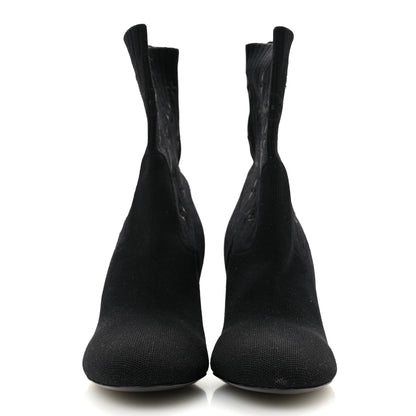Louis Vuitton Monogram Stretch Fabric Silhouette Ankle Boots 39 Black 3 of 8